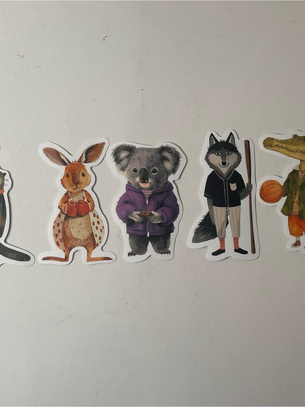 Fancy Clothing Animals Playing Sports 5 Vinyl Stickers Scrapbooking/Junk Journal